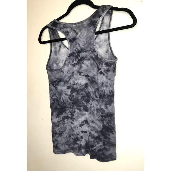 VTG Charlotte Russe Tie Dyed Tank Top Women's L Black Gray Y2K Ribbed Racer Back - Picture 5 of 12